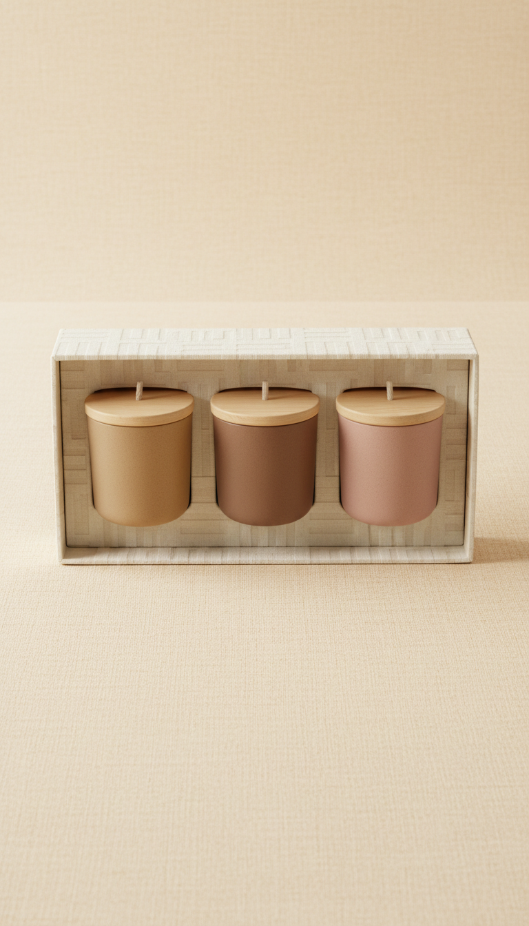 Scented candle gift set in tactile packaging