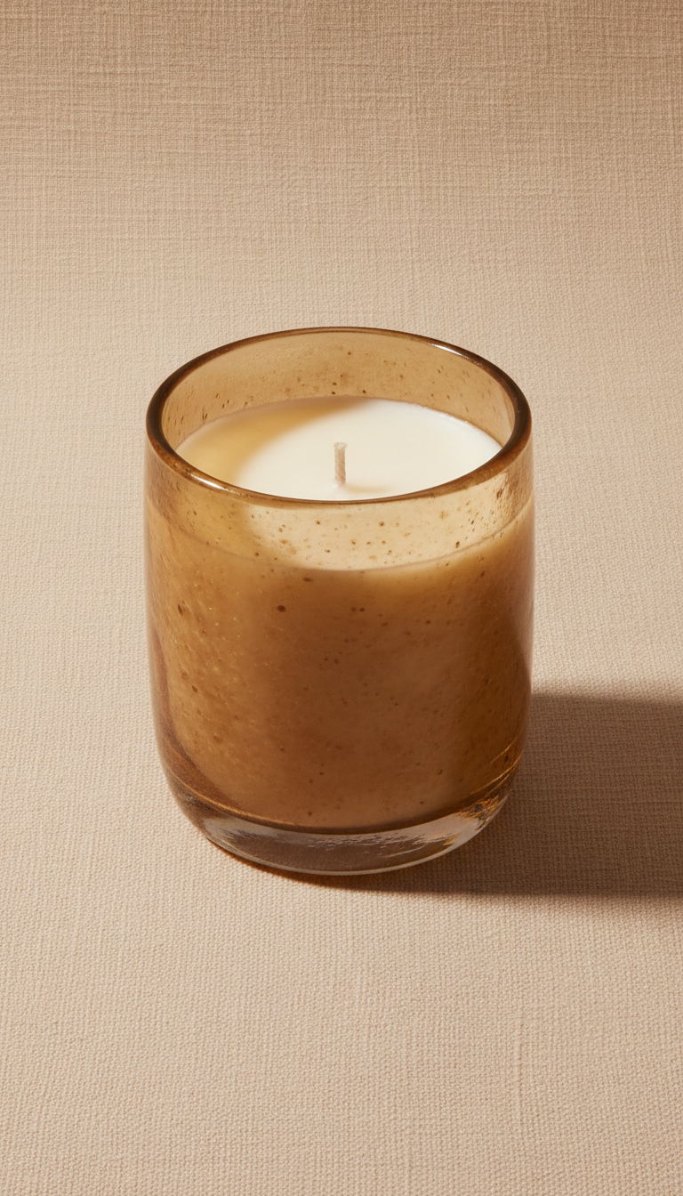 Glass vessel candle with cedar and amber